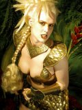 Bosomy Blonde Warrior Victoria Blue Takes Off Her Golden Outfit And Shows Off Her Curves Naked
