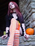 Liz Vicious Is A Naughty Pumpkin Girl Who Loves Spreading Her White Thighs And Showing Off Her C