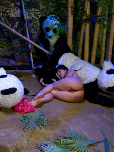 Gorgeous Chick Ashli Orion Gets Pumped By A Ton Of Dudes Dressed In Panda Uniforms