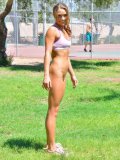 Cuddly Gymnast Marry Lynn Is Exercising Outdoors And Teasing With Her Bare Body